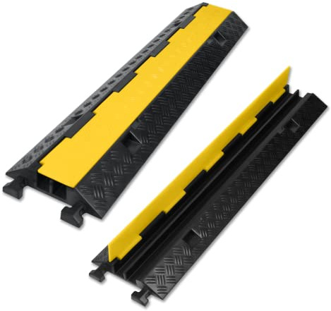 Froadp Ponte per cavi in gomma per protezione cavi, impermeabile, protezione per cavi, per canali, per parcheggi, magazzini, cantieri (2 pezzi)
