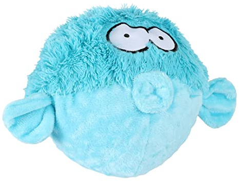 Coockoo, Juguete Gary 17x20x12cm Azul, Colorido y Resistente para Perros, con Squeaker, Bola Espinosa de TPR Envuelta en Felpa Suave, Aterciopelada