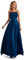 Lecureler Satin Spaghetti Strap Prom Dress Navy Blue Size 14