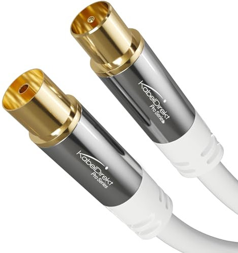 KabelDirekt – 4K Antennenkabel, Koaxialkabel, TV Kabel – 3m – Fernsehkabel digital & analog, Metallstecker, in Deutschland entwickelt (Stecker auf Buchse, für DVB-C/DVB-T/DVB-S, weiß)