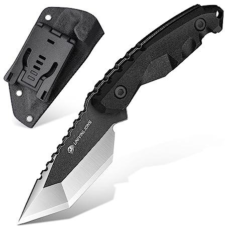 univinlions Cuchillo para exteriores con mango G10 Cuchillo de supervivencia Funda Kydex Cuchillo para acampada Regalo para hombres