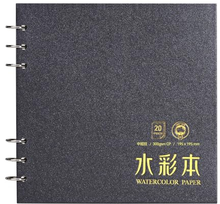 Lightwish Journal aquarelle carré, 100% coton, 300 g/m², sans acide, 20 feuilles de papier aquarelle presse à froid pour artistes, adultes, étudiants, 19 x 20 cm