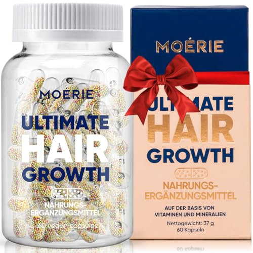 MOERIE Haar Vitamine - extra hochdosiert mit Biotin, Zink & Selen - für natürliches Haarwachstum - 60 Kapseln - ergänzt mit Folsäure, Kupfer, Selen, Vitamin B6 und B12 Hyaluronsäure und Kieselsäure