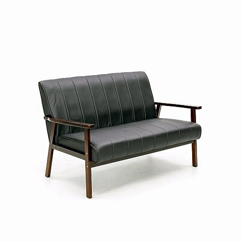 Panana Sofa 2 Seater, Armchair Couch Modern Wooden for Bedroom Lounge Living Room Office Garden Yard, Grey Linen, Tufted