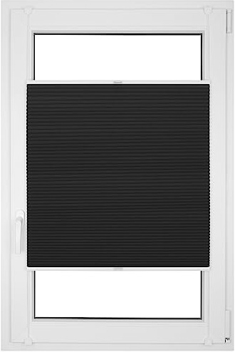 RENA Wabenplissee Thermo Plissee ohne Bohren Verdunklungsplissee Blickdicht Fenster Balkonfenster Balkontür Verdunkelung Sonnenschutz Innen Sichtschutz Hitzeschutz Schwarz 35x120 cm