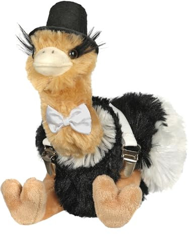 hM - Bräutigamstrauß Rolf mit Zylinder- Vogel Strauß Stofftier Partygag als Wurfstrauss für die Hochzeit oder als Braut und Jungesellinnen Geschenk - JGA oder Hochzeitsgeschenk