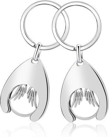 Portachiavi ali di Angelo con Gettone Carrello Spesa, 2 Pezzi Moneta Carrello Spesa, Sblocco Carrello Spesa per Supermercato Carrelli(Wings)