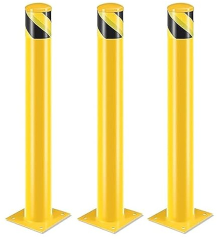 Poteau de borne, 91 cm, barrière de parking pour stationnement, Pilona jaune leurres parking pour planification routière (Φ8,9 cm, 3 pièces)
