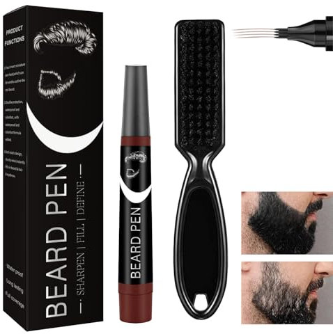 Beard Filler,Bartstift Mit Pinsel,Bartstift Braun,Bartfüllerstift,Bartfüllstift Für Männer,Bartstift Wasserfest,Bartfüller Stift Langlebig,Tragbar Bartstift,Schnurrbartstift,1 Stück