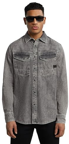 G-Star Camisa Dakota Slim para Hombre, Gris, L