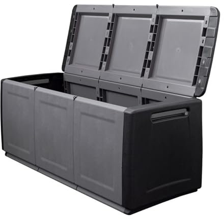 INTEC - Cassapanca 330L grigio/nero 138 x 53 x 57 cm Maniglie di trasporto in polipropilene