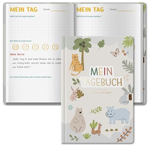 BIROYAL 5-Minuten Gefühlstagebuch Kinder 6-12 Jahre, 24 Wochen Tagebuch Kinder, Gefühle Buch für Dankbarkeit erlernen, Dankbarkeitstagebuch & Achtsamkeitstagebuch für Mädchen & Jungs, ein gutes Gefühl