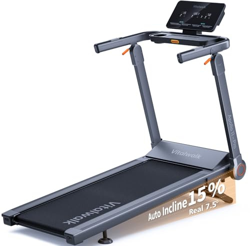 Vitalwalk Foldable Treadmill with Auto Incline, Commercial Wide Running Belt, 10MPH, 3.5HP Brushless, Walking Pad Treadmill for Home, Auto Folding, No Installation, 350LBS Capacity, APP, 18x48