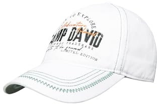 Camp David Herren Base Cap mit Artwork und Zickzacknaht Opticwhite, None