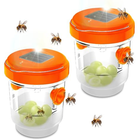 mizikuu Piege Frelon Asiatique, 2 Pièces Piege A Guepes Et Frelons Exterieur À Suspendre solaires Piege A Frelon pour Bouteille Plastique pour Jardin Balcon Piege Moustique, Mouche, Moucheron, Orange