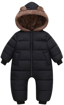 JiAmy Combinaison de neige pour bébé d'hiver chaude avec fermeture éclair et doublure en polaire 6-24 mois