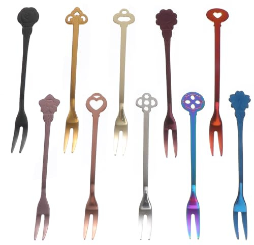 Beaupretty Forchette da Frutta in Acciaio Inox 10 Pezzi, Forchettine da Dessert per Buffet e Feste, Posate Riutilizzabili per Cocktail, Antipasti e Pasticcini, Adatte per Casa, Ristoranti
