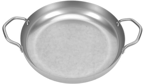 ZAICOLER Nonstick Paella-panna för Hemmet, 26CM, Rostfritt Stål | Flat Bottom, Japansk matlagning, Rostbeständig, Lätt att rengöra för familjemåltider, 4.8 cm djup, Mattslipad yta