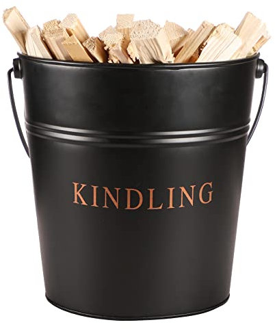 Kindling Bucket - Black Fireside Wood Hearth Stove Storage Basket