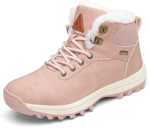 Pastaza Stivali da Neve Uomo Donna Trekking Scarpe Inverno Impermeabili Outdoor Pelliccia Sneakers Rosa,36EU