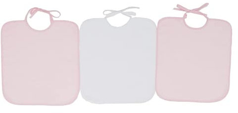 Ti TIN Lätzchen, wasserdicht, 33 x 36 cm, 90% Baumwolle, 10% Polyester, Lätzchen für Babys ab 1 Jahr, Schnalle, Verschlussband, ohne Kunststoff, einfarbig (Weiß und Rosa) – 320 g/m²