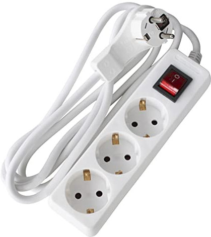 as - Schwabe Multiprise 3 prises avec fiche plate pour l'intérieur avec protection de contact accrue - Fiche de contact de protection extrêmement plate 230 V 16 A - IP20 - Blanc AS 11391