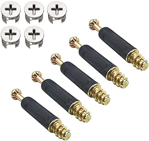 Bestgle 50 Sets Furniture Connecting Cam Lock Fittings with Dowel Cam Lock Connectors Furniture Fastener Screws Nut for Wardrobe and Cabinet
