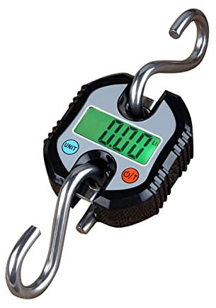 FITLAND Gru Portatile Bilance da 300 Libbre per Bagagli 300lb Con Ganci 150kg Scala a Sospensione Digitale per la Caccia Alle Fattoria Pesca Pesca Portatile Pesanti Bilance (Nero)