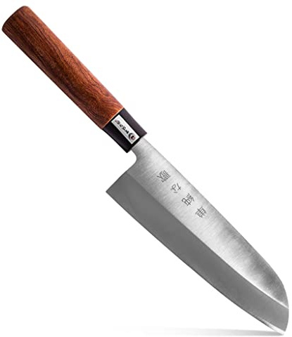 Traditional Japanese Professional Santoku Kitchen Chef Knife – Premium 7-inch High Carbon Stainless Steel Ultra Sharp Knife with High Corrosive Resistance in a Double Bevel Edge, Best Home Kitchen
