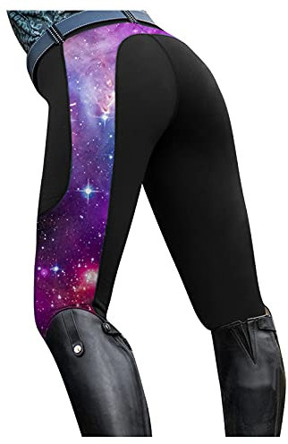 Reithose Damen High Waist Vollbesatz: Reitleggings Damen Mit Handytasche Sportreithose Stretch Reithosen Bunt Damenreithose Outdoor Hose FüR Frauen Mädchen Vollbesatzreithose Sommer Reitsport-Hosen