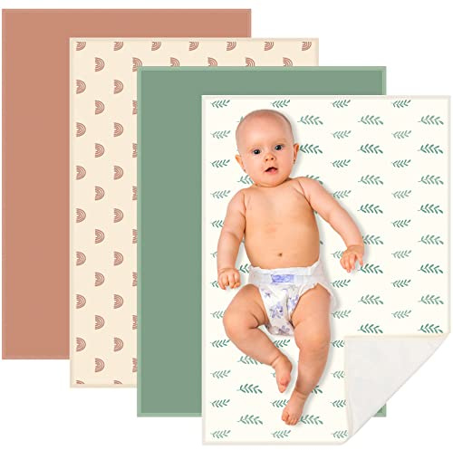 Geelin 4 Pcs 20 x 28 Leather Baby Changing Pad Wipeable Changing Pad Portable Waterproof Diaper Mat for Travel Home Toddler Infant Baby Shower Travel Gift, 4 Styles