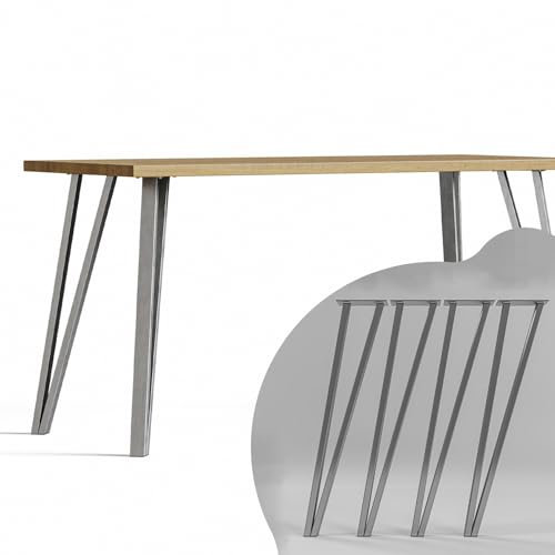 MATERIUM® 4X Tischbeine Edelstahl 70cm - Extra stabile Tischbeine inkl. Schrauben und Bodenschutz - Modernes Industrial Design - Esstisch, Schreibtisch (Edelstahl, gebürstet)