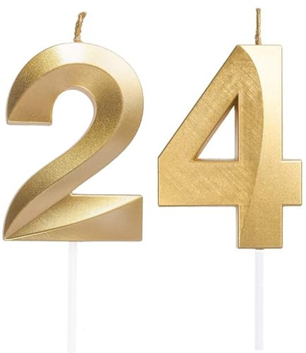 Geburtstagskerzen Zahlen 24/42, Gold Geburtstag Kerzen, Zahlenförmige Kerze, 3D Tortendeko, kuchen Dekoration für Geburtstag Party, Hochzeiten, Firmenfeiern, Jubiläen, Birthday Candle Nummer 24/42