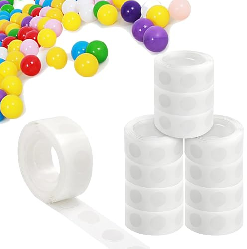 CYZBL 12 Rollos Cinta Pegamento de Globo, 1200 Piezas Cintas Autoadhesivo Puntos Adhesivo, Puntos Adhesivos Doble Cara Cinta de Pegatinas, Puntos Adhesivos Extraíbles para Cumpleaños Fiestas de Boda