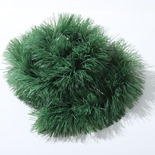Ghirlanda Natalizia per Scale 3m 5m 10m, Ghirlanda Albero di Natale, Ghirlanda Verde Natale Ghirlande Natalizie da Esterno, Ghirlande Natale Lunghe per Porta Camino (Verde Scuro, 10M)