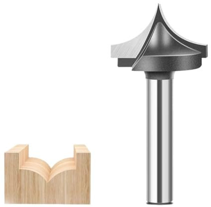 1pcs Groove Point Cutting Roundover Router Bit, 1/4 Inch 1/2 Inch Shank 6mm 12mm Shank Carbide Round Over Slotting Cutter Woodworking Milling Cutter(6.35x12.7mm)