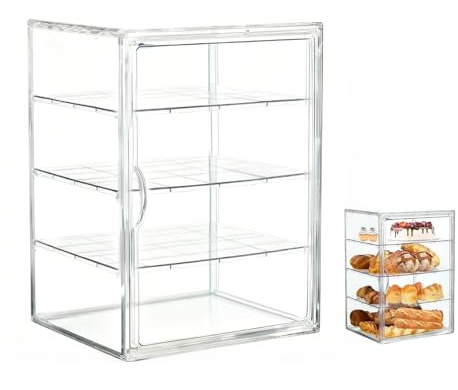 GOEDCH Caja para pan en acrílico: 4 capas, atracción magnética, grande, transparente, con 3 particiones, para cocina, despensa, encimera, apartamento y casa