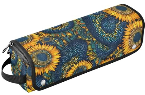 famyily Sac de voyage pour outils de cheveux pour femme avec tapis résistant à la chaleur, imperméable, portable, ouvert et plat, pour fer à lisser, fer à friser, sèche-cheveux - tournesol ukrainien