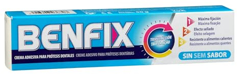 Benfix Adhesivo Prótesis Dentales 50 g – Crema Adhesiva Fijación Extra Fuerte, Sin Látex, Con Manzanilla y Salvia, Estable y Confortable para Prótesis Parciales y Completas