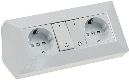 ChiliTec Steckdosenblock 2-Fach K?chensteckdose mit Schalter 250V~ 2X Schutzkontaktsteckdose Ecksteckdose f?r K?che B?ro Werkstatt Wei?