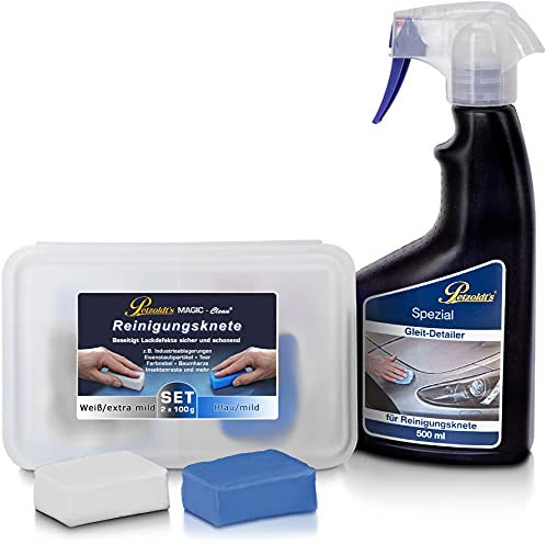 Petzoldt's Petzoldts Reinigungsknete-Gleit-Detailer Set Lackreinigung zwischen den Fahrzeugwäschen für sehr sensiblen & normalen Lack am Auto
