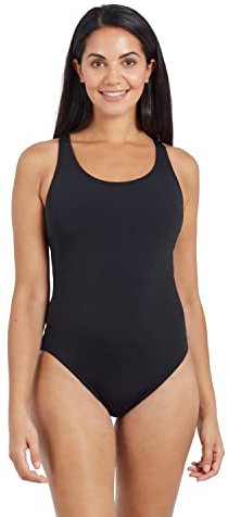 Zoggs Women's Warrego Powerback One Piece Swimsuit, Black Ecolast+, 40-Inch/Size 16