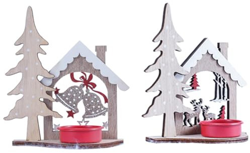 OSALADI 2pcs Votive Candle Holders Wooden Christmas Tea Light Holder Tealight Candle Holder Table Centrepiece Ornament for Home Room Bedroom Decoration