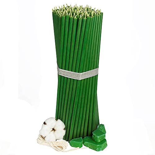 Diveevo Candele di cera d'api Nr. 40 – 100 pezzi I candele rituali di alta qualità L-26,5 cm Ø-7,15 mm I 120 min di durata di combustione in verde I 1 kg di candele sottili senza gocciolamento e fumo