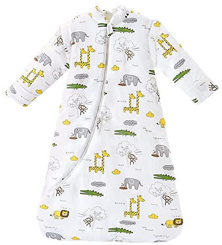 Chilsuessy Baby Sleeping Bag with Detachable Long Sleeves 3.5 Tog for Winter Toddler Sleeping Bag Kids Sleeping Sack for Infant Toddler, Giraffe Park, 6-18 Months