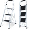EPROSMIN 3 Step Ladder –Folding Step Ladder, Portable With Anti-Slip Mat & Comfortable Soft Handgrip, Heavy Duty Steel Step Ladder - Easy to Store Step Ladders, 150KG Max Capacity (3 Step - White)