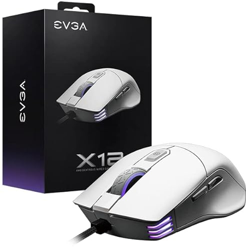 EVGA X12 Gaming-Maus, Weiß, beidhändiges Design, 16000 DPI
