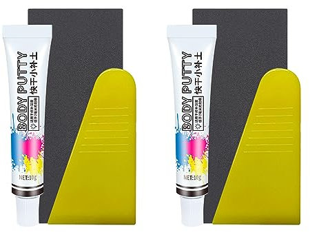Relleno Carrocería Coche, Masilla Relleno Arañazos Coche, Kit Chip Pintura Automotriz Secado Rápido para Arañazos Profundos, Pintura Descascarada