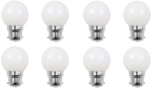 Aiwerttes Paquete de 8 bombillas LED de bayoneta B22, bombilla de colores de 2 W (20 W), bombilla LED G45 de bola de golf, CA 220-240 V, 200 lúmenes, no regulable, blanco cálido