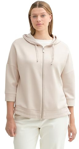 TOM TAILOR Damen 1043759 Plussize Sweatjacke mit Kapuze, 12365-Dusty Beige, 48